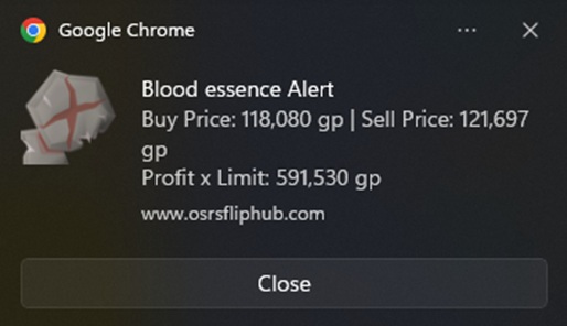 Desktop bookmark alert notification preview